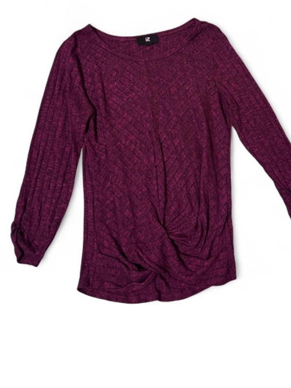 Iz Byer Twisted Textured Knit Top - Berry